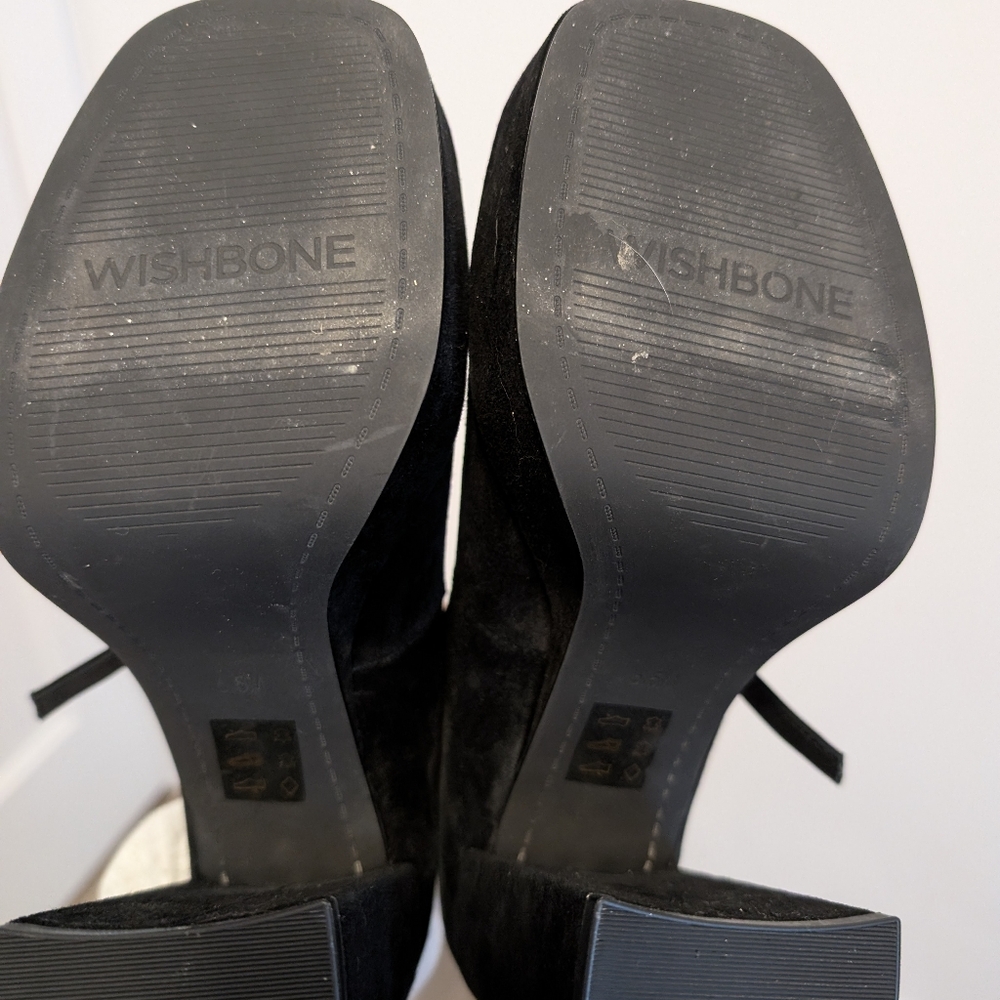 Wishbone Kate Black Suede Mary Jane Platform Heels - Picture 6 of 10